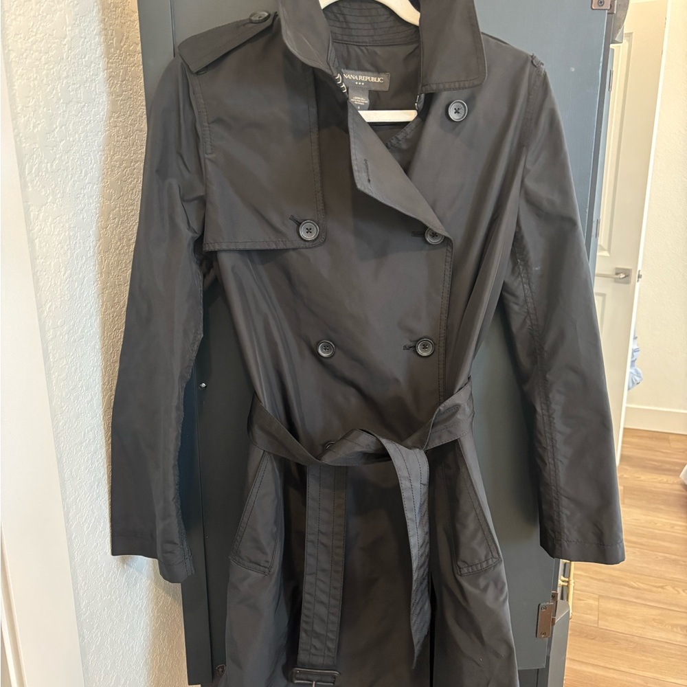 Banana Republic Black Trench Coat Timeless Design
